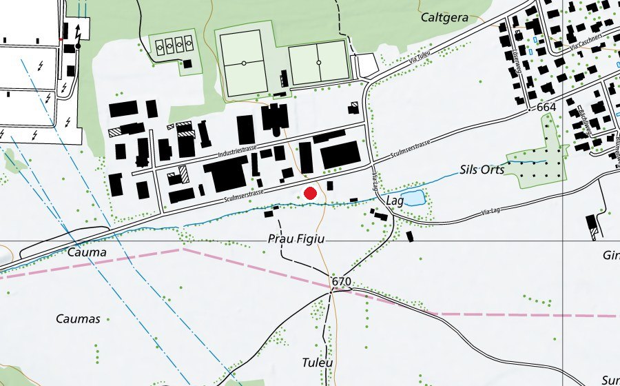Map showing the location of Rollsportanlage Bonaduz (Sports field)