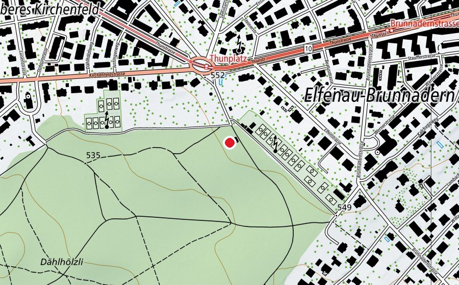 Mappa con la posizione di Ropetech Seilpark (Campo sportivo)