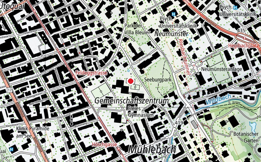 Karte mit dem Standort von Roter Platz, FGZ (Sportplatz)
