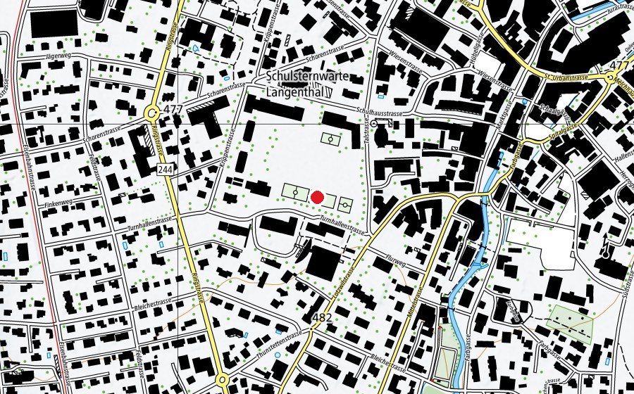 Map showing the location of Roter Platz Kreuzfeld (Sports field)