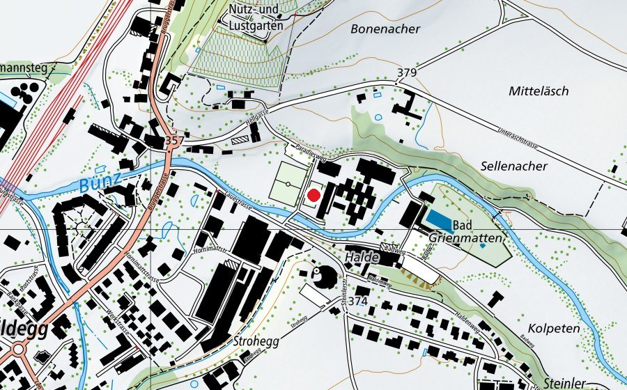 Map showing the location of Roter Platz (Sports field)