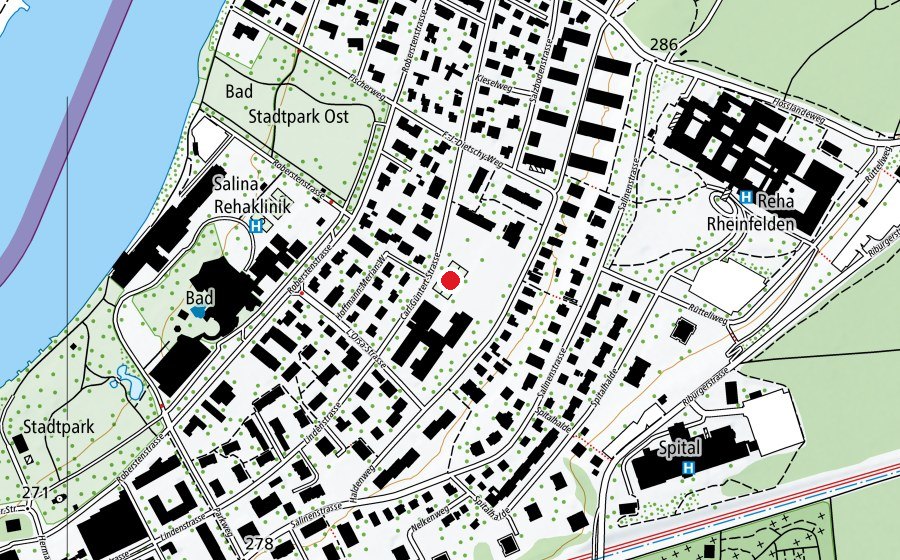 Mappa con la posizione di roter Platz (Campo sportivo)
