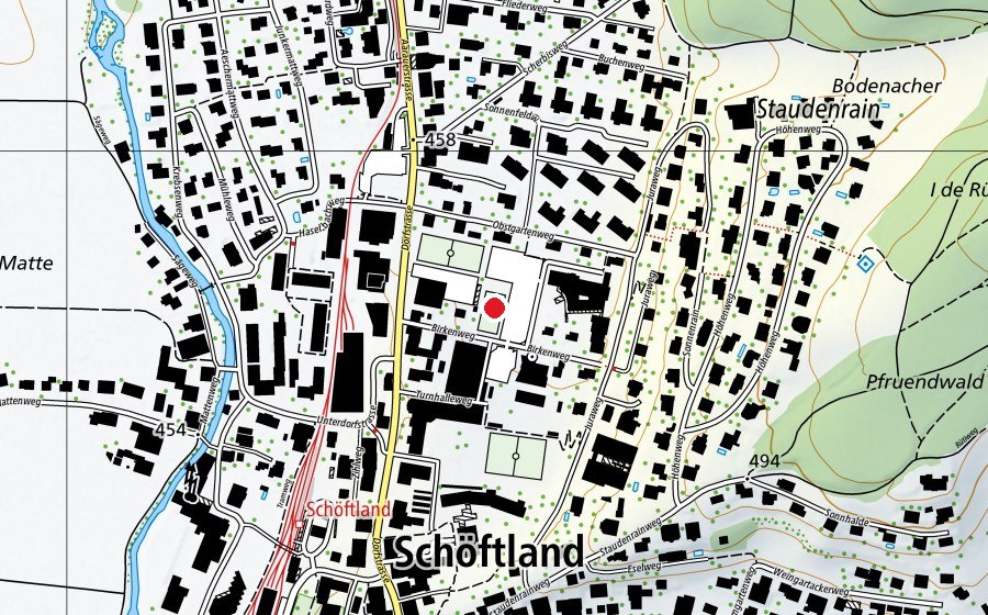Map showing the location of Roter Platz (Sports field)