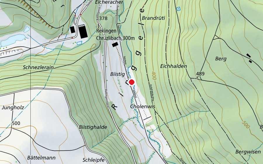 Karte mit dem Standort von RSA Chrüzlibachtal Rekingen (Sportplatz)