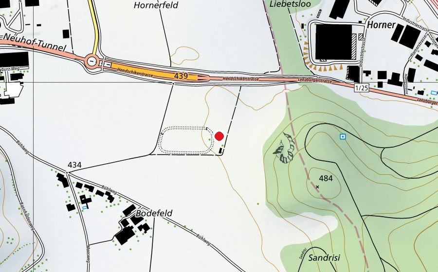 Carte indiquant l’emplacement de Sandplatz (Terrain de sport)