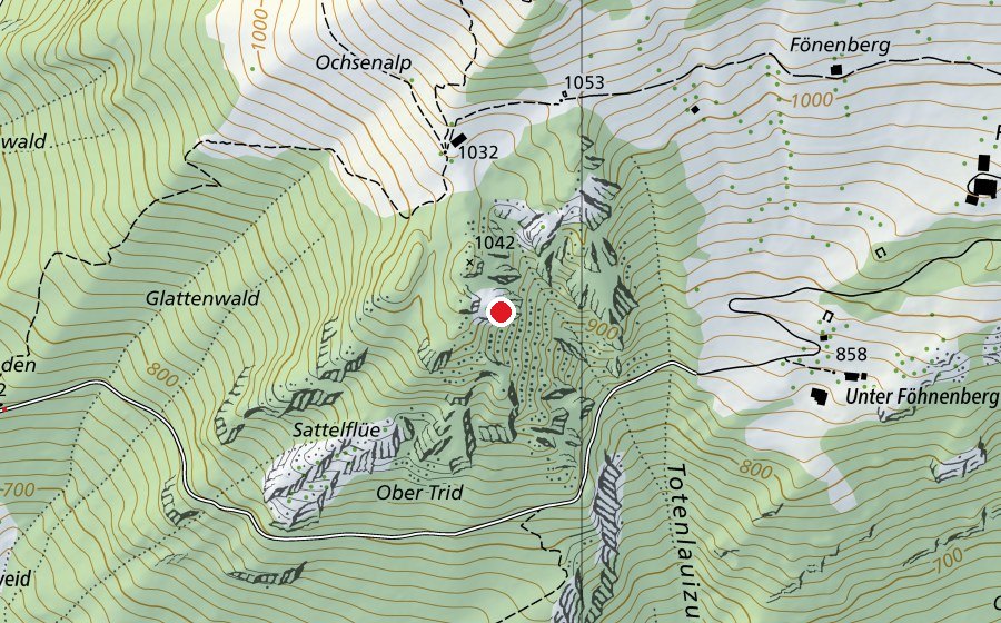 Map showing the location of Sattelflüh (Sports field)