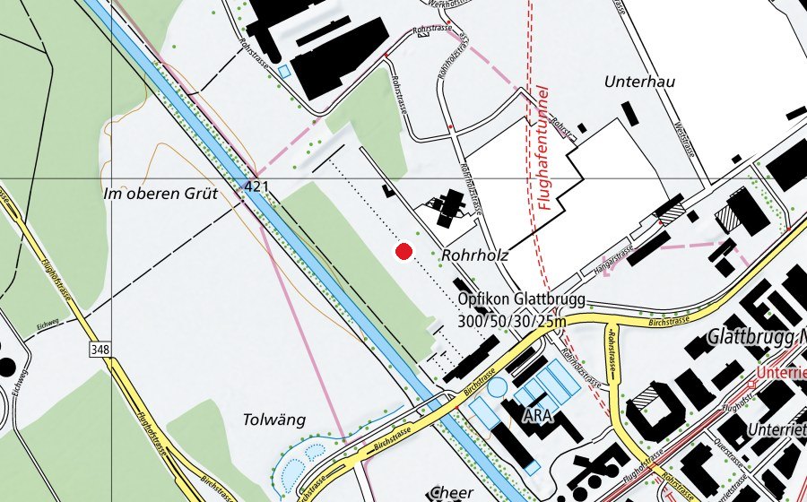 Mappa con la posizione di Schiessanlage 25m+25m+300m (Campo sportivo)