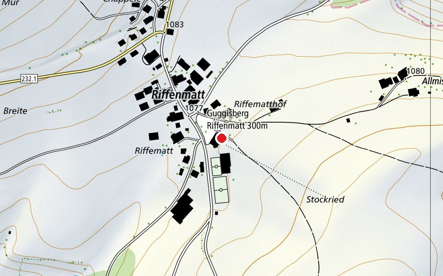 Carte indiquant l’emplacement de Schiessanlage 300m (Terrain de sport)
