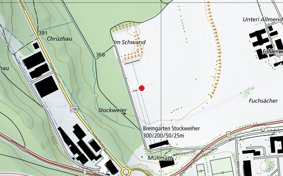 Map showing the location of Schiessanlage Stockweiher (Sports field)