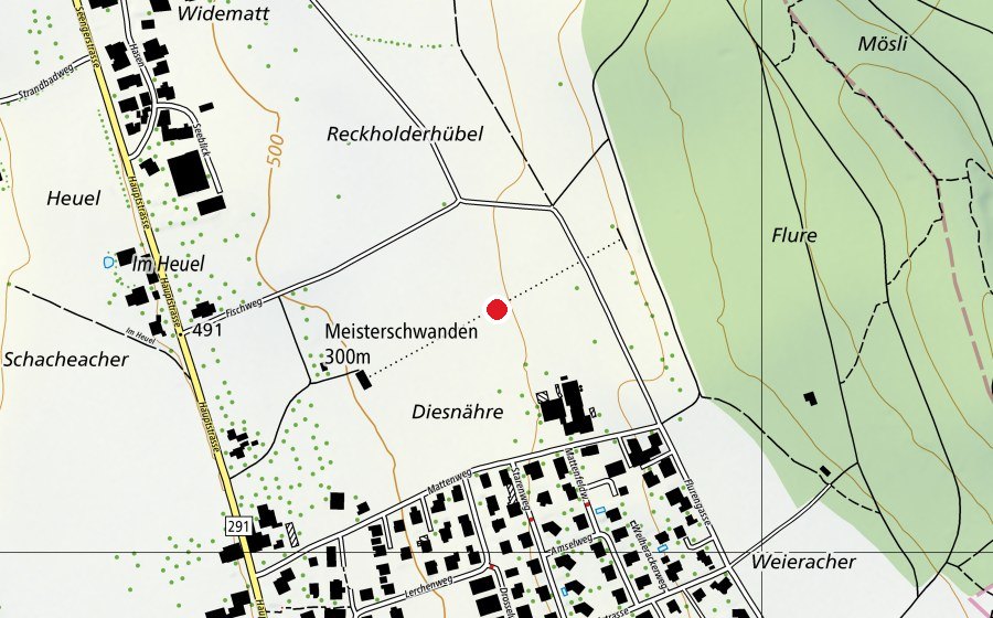 Map showing the location of Schiessplatz (Sports field)