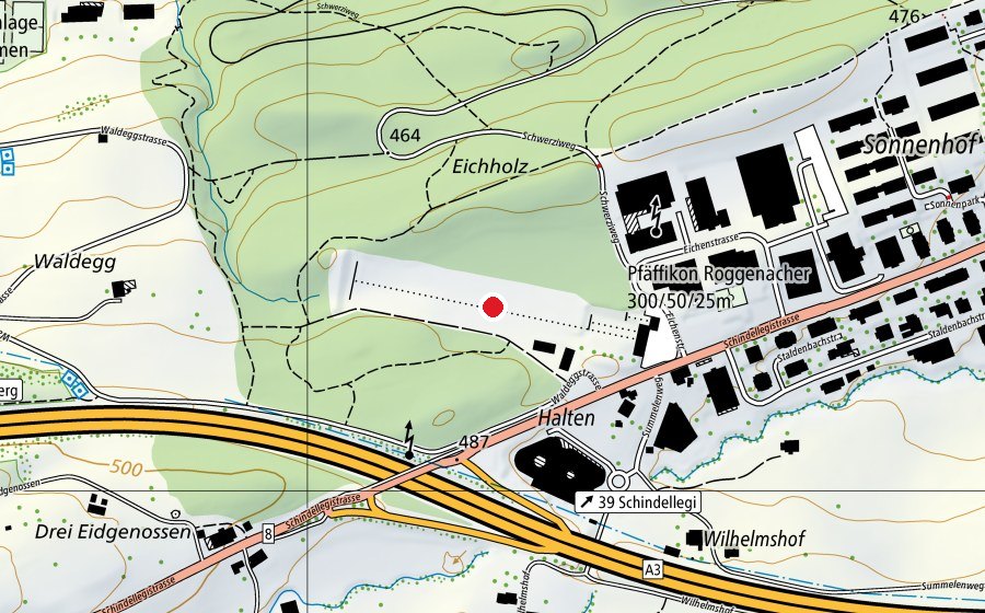 Map showing the location of Schiessstand (Sports field)