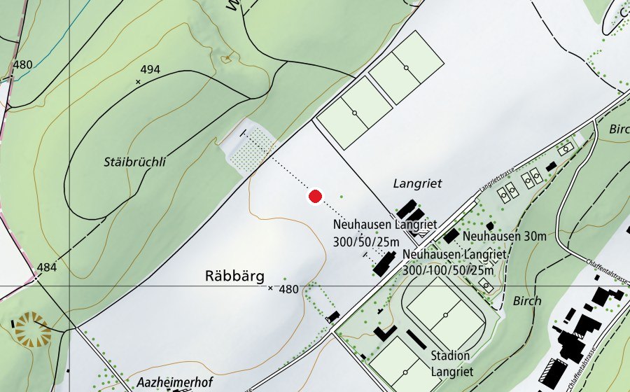 Carte indiquant l’emplacement de Schiessstand Langriet (Terrain de sport)