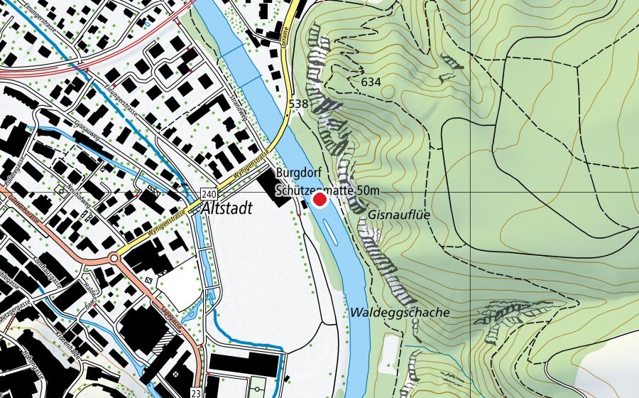 Map showing the location of Schiessstand Schützenmatte (Sports field)