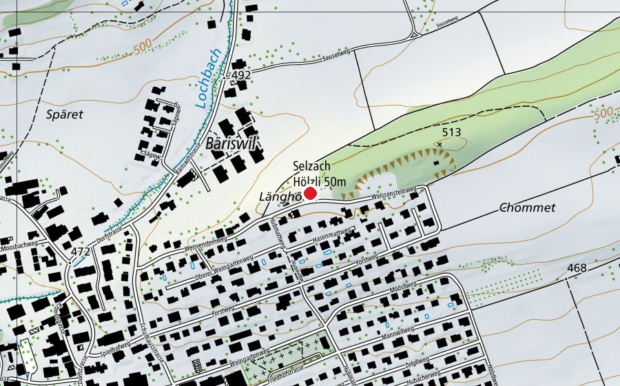 Karte mit dem Standort von Schiessstand Selzach Hölzli 50m (Sportplatz)