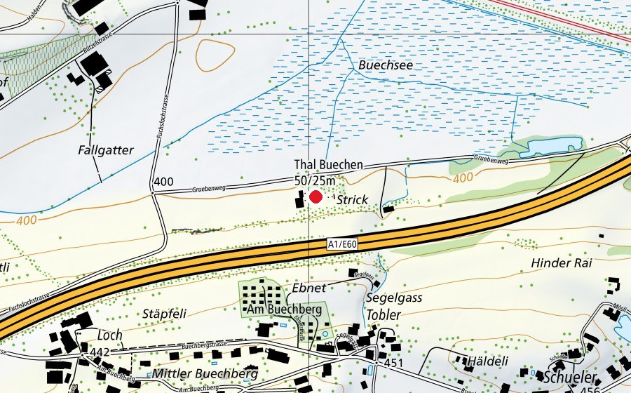 Map showing the location of Schiessstand (Sports field)
