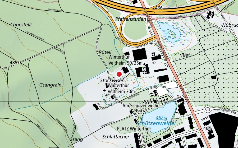 Mappa con la posizione di Schiessstand Veltheim (Campo sportivo)