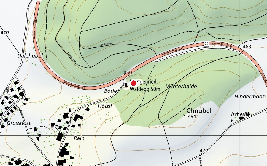 Carte indiquant l’emplacement de Schiessstand Waldegg (Terrain de sport)