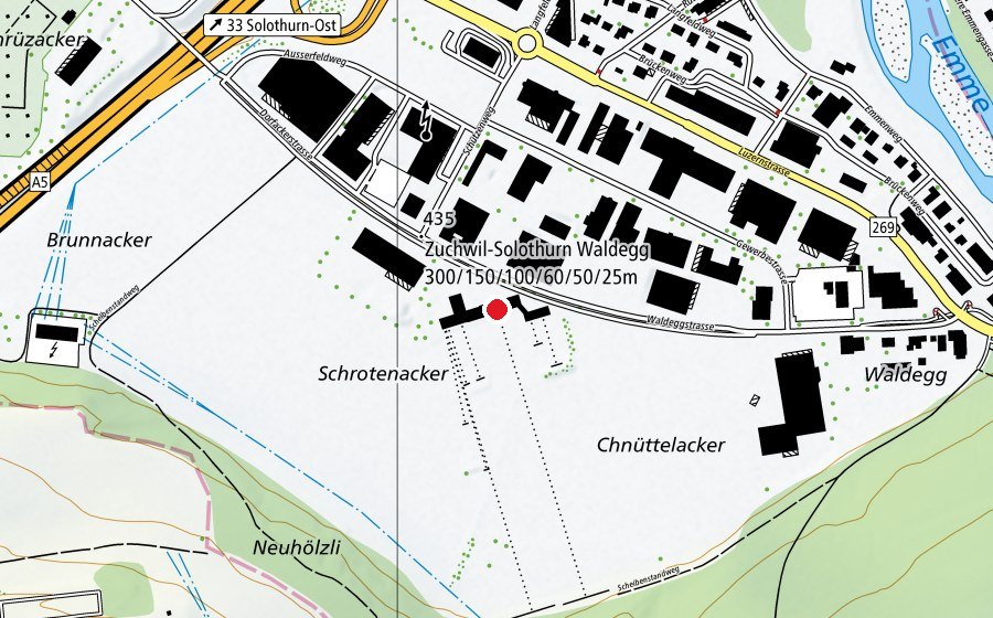 Carte indiquant l’emplacement de Schiessstand Zuchwil (Terrain de sport)