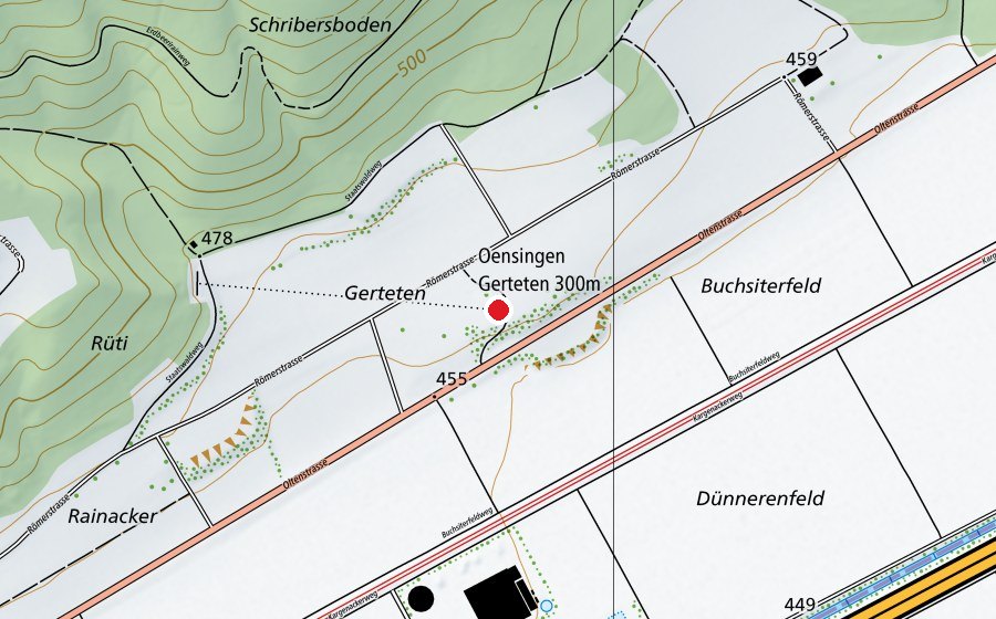 Karte mit dem Standort von Schützenhaus Gerteten (Sportplatz)