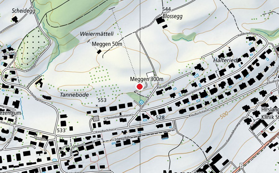 Karte mit dem Standort von Schützenhaus Meggen (Sportplatz)