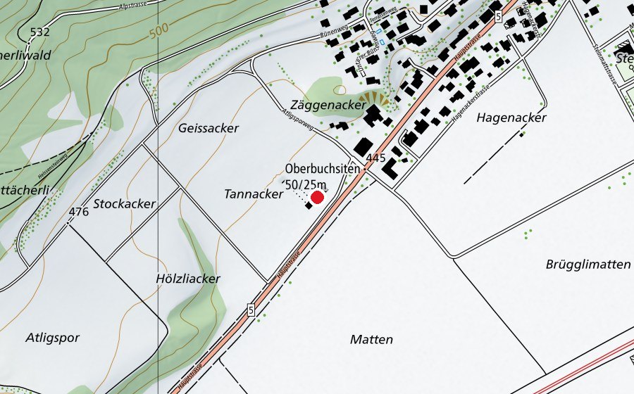 Mappa con la posizione di Schützenhaus (Campo sportivo)