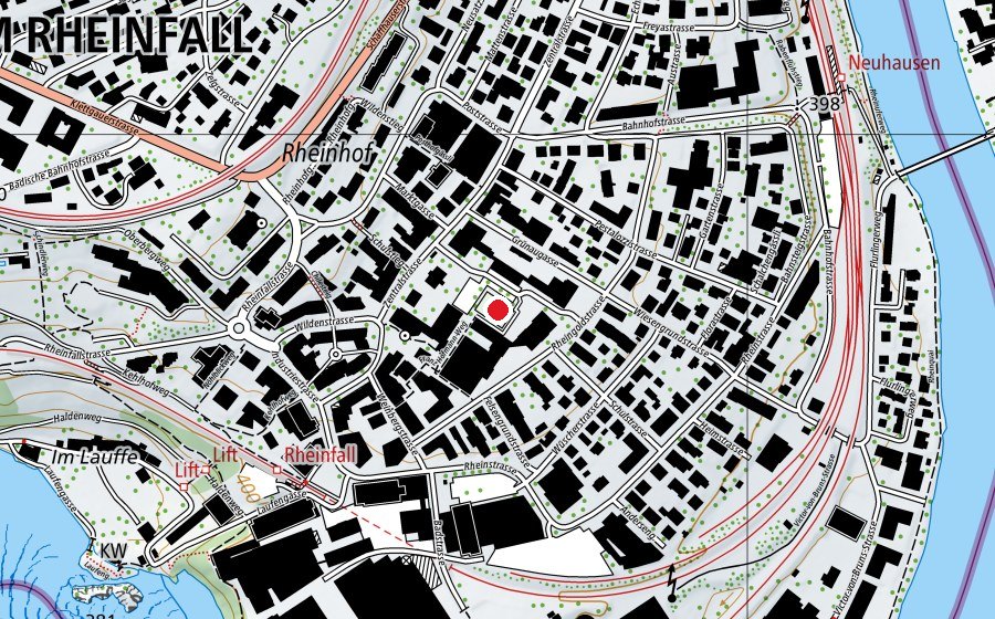 Map showing the location of Schulhaus Kirchacker (Sports field)