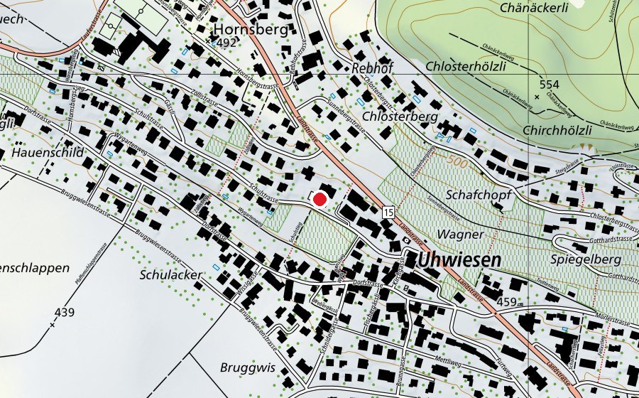 Carte indiquant l’emplacement de Schulhausplatz (Terrain de sport)
