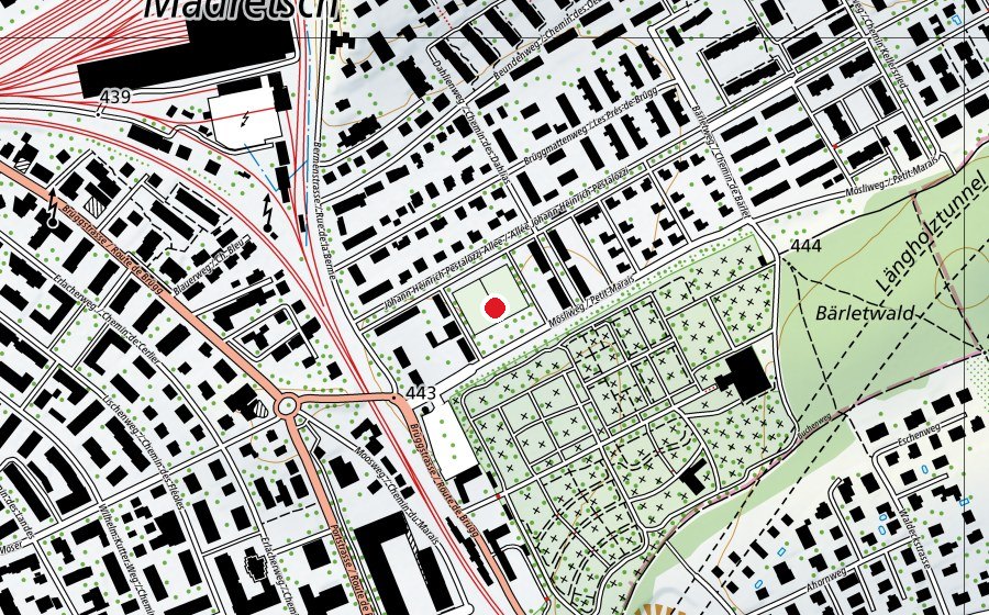 Map showing the location of Schuttimatte (Sports field)