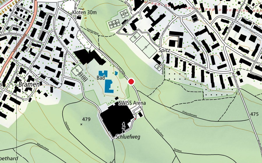 Map showing the location of Seilpark Zürich (Sports field)