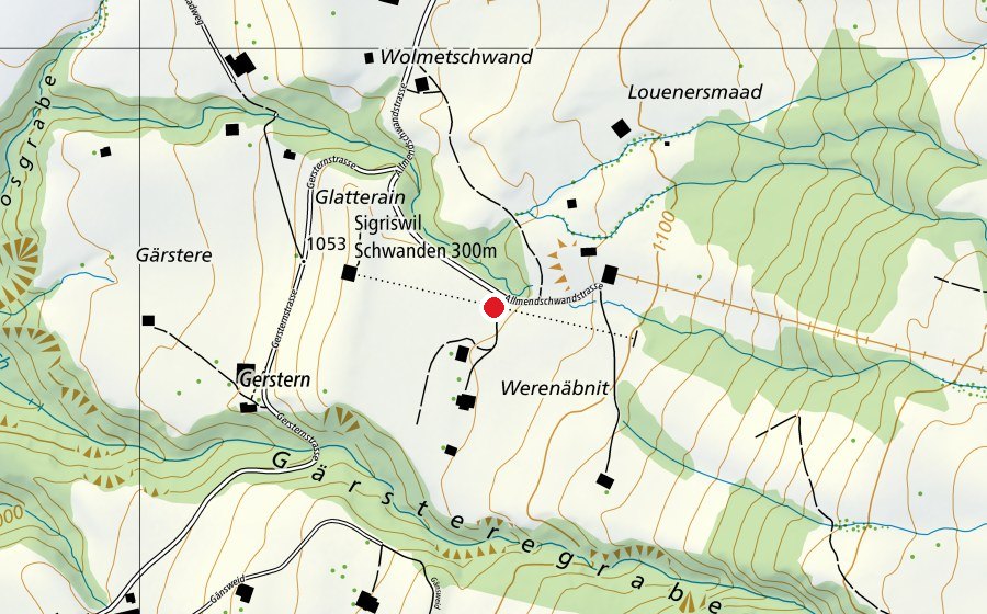 Karte mit dem Standort von Sigriswil Schwanden 300m (Sportplatz)