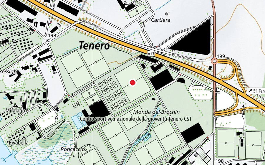 Map showing the location of Sintetico Brochin (Sports field)