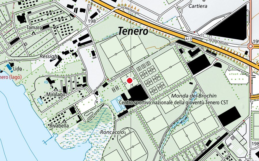 Map showing the location of Sintetico Cardada (Sports field)