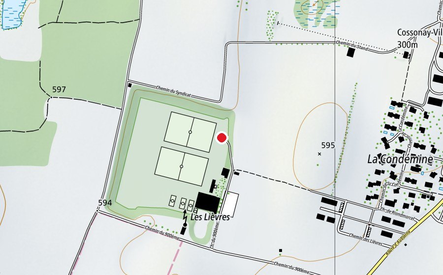 Map showing the location of Skate parc (Sports field)
