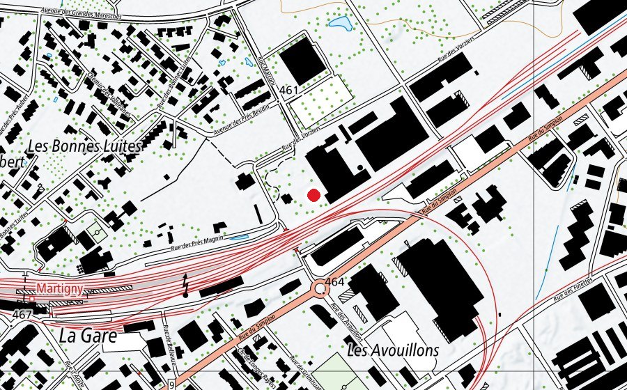 Carte indiquant l’emplacement de Skate-Parc de Martigny (Terrain de sport)