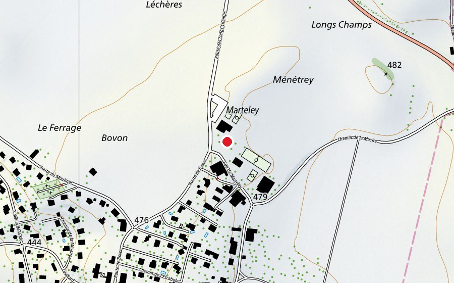 Carte indiquant l’emplacement de skate parc (Terrain de sport)