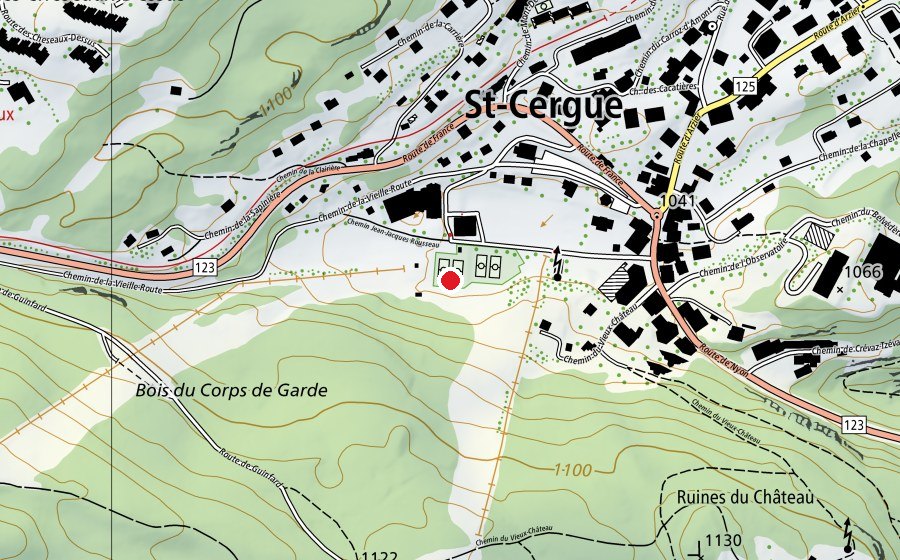 Carte indiquant l’emplacement de Skate Park St-Cergue (Terrain de sport)