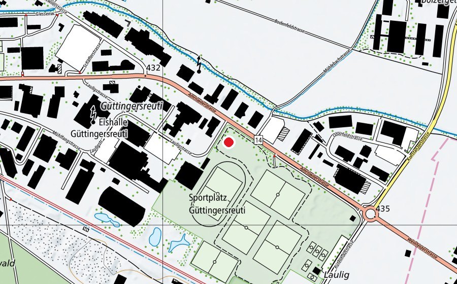 Carte indiquant l’emplacement de Skate Park Weinfelden (Terrain de sport)