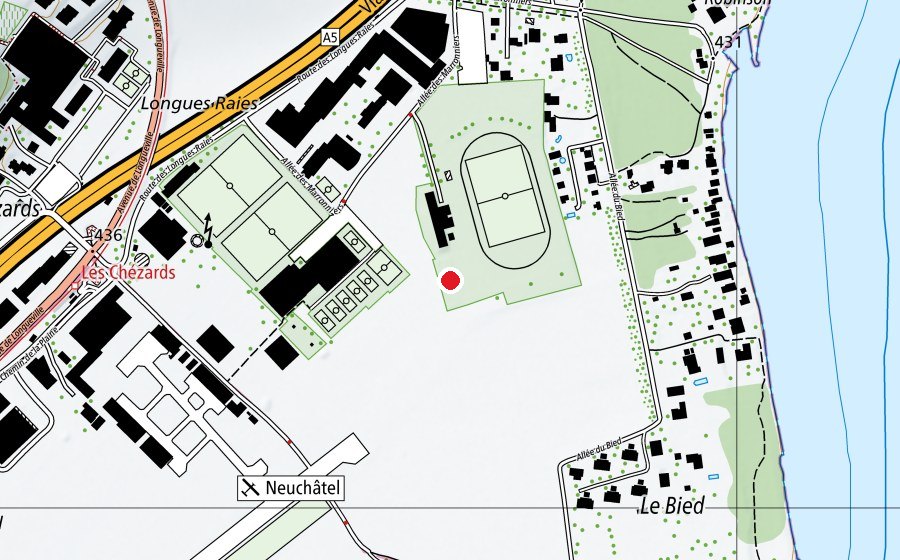 Mappa con la posizione di Skatepark de Colombier (Campo sportivo)