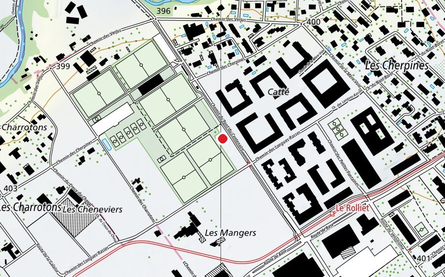 Carte indiquant l’emplacement de Skatepark de Plan-les-Ouates (Terrain de sport)