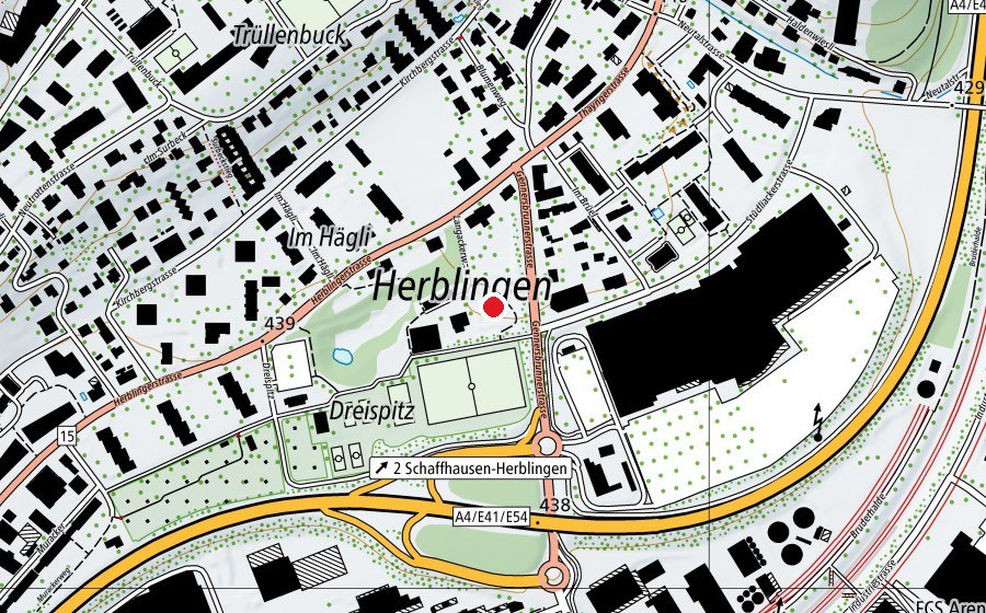 Karte mit dem Standort von Skatepark Dreispitz (Sportplatz)