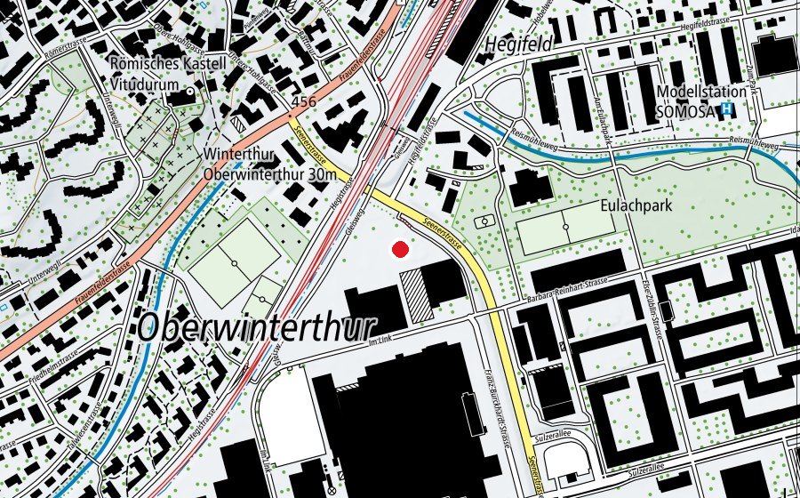 Carte indiquant l’emplacement de Skatepark Eulachpark (Terrain de sport)