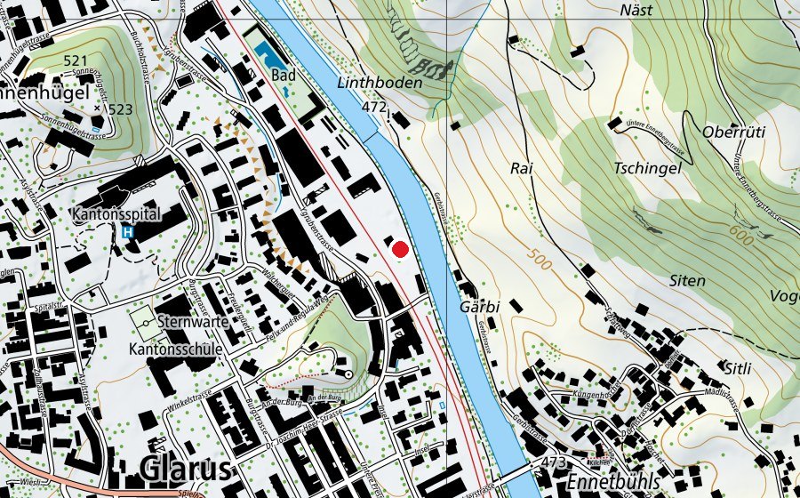 Mappa con la posizione di Skatepark Gaswaerch (Campo sportivo)