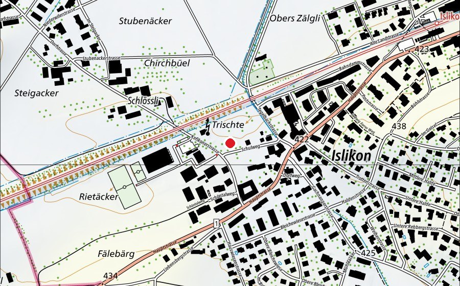 Mappa con la posizione di Skatepark Islikon (Campo sportivo)