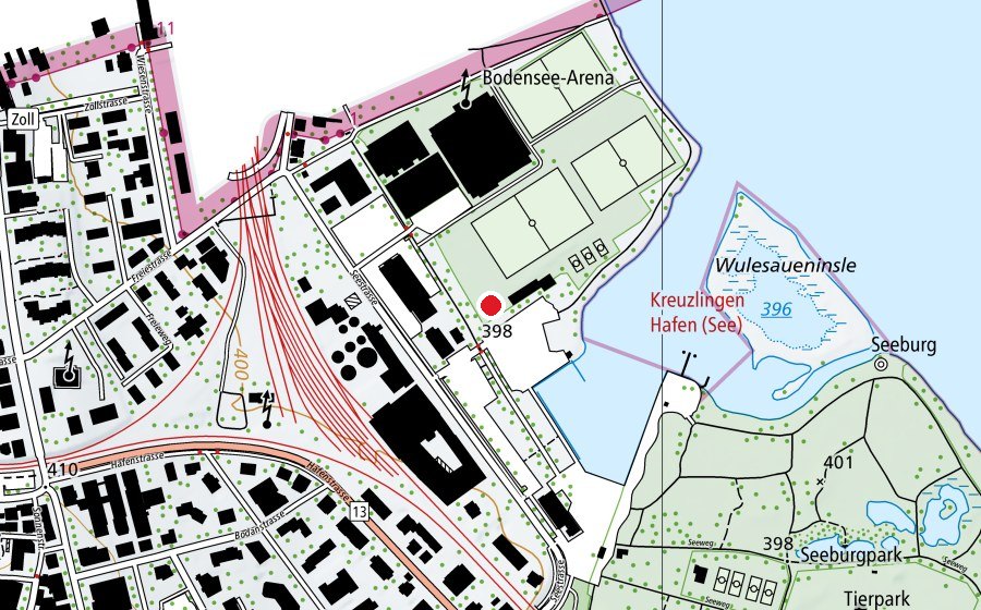 Map showing the location of Skatepark Kreuzlingen (Sports field)