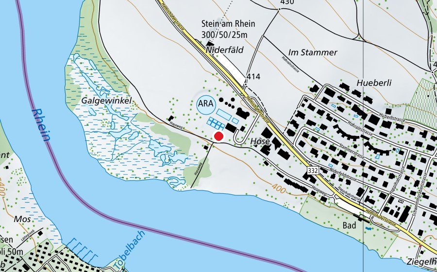 Mappa con la posizione di Skatepark Stein am Rhein (Campo sportivo)