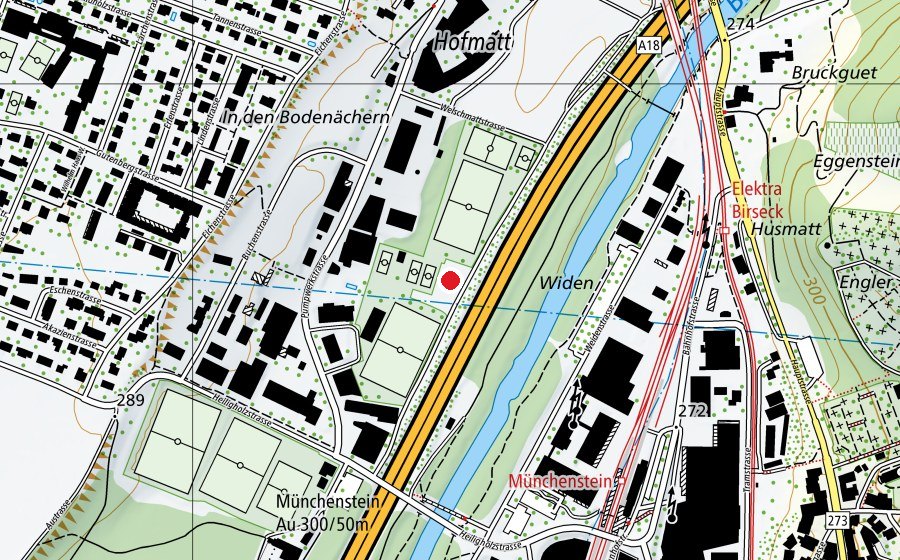 Map showing the location of Skatepark Welschenmatt (Sports field)