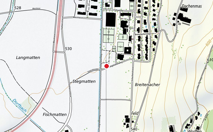 Map showing the location of Skaterpark Schachen (Sports field)