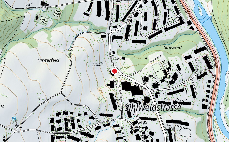 Karte mit dem Standort von Skaterplatz Leimbach Zürich (Sportplatz)