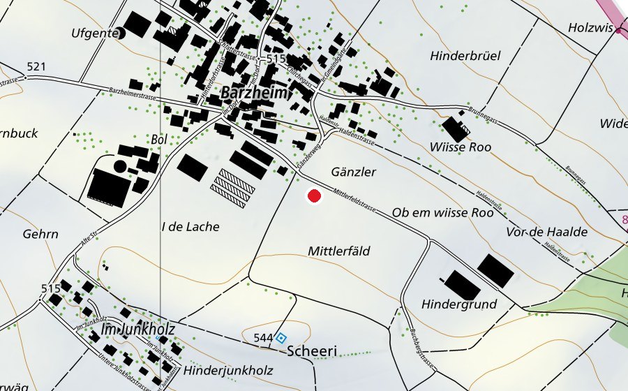 Mappa con la posizione di Spielplatz Barzheim (Campo sportivo)