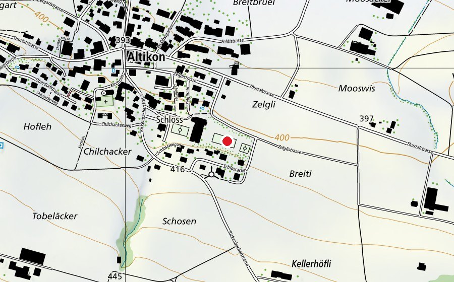 Carte indiquant l’emplacement de Spielwiese (Terrain de sport)